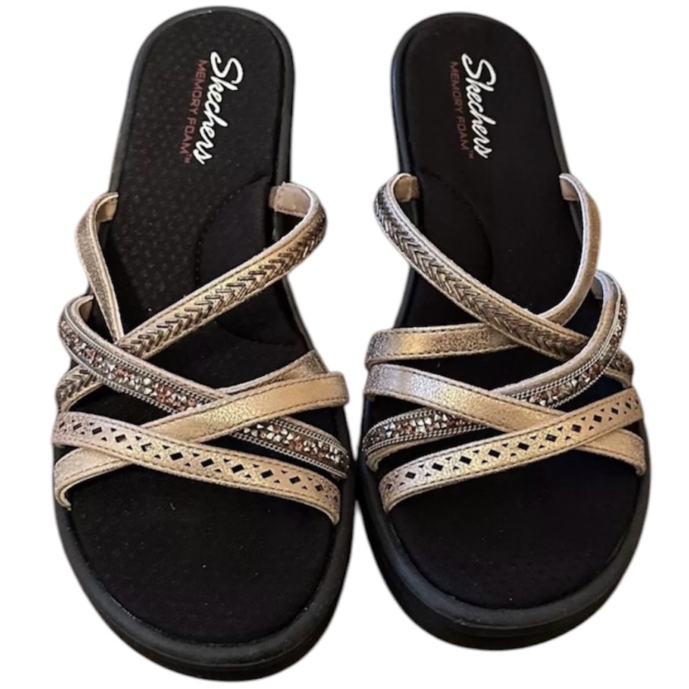 Skechers Brand Womens Size 9 Beaded Slip-On Sandals